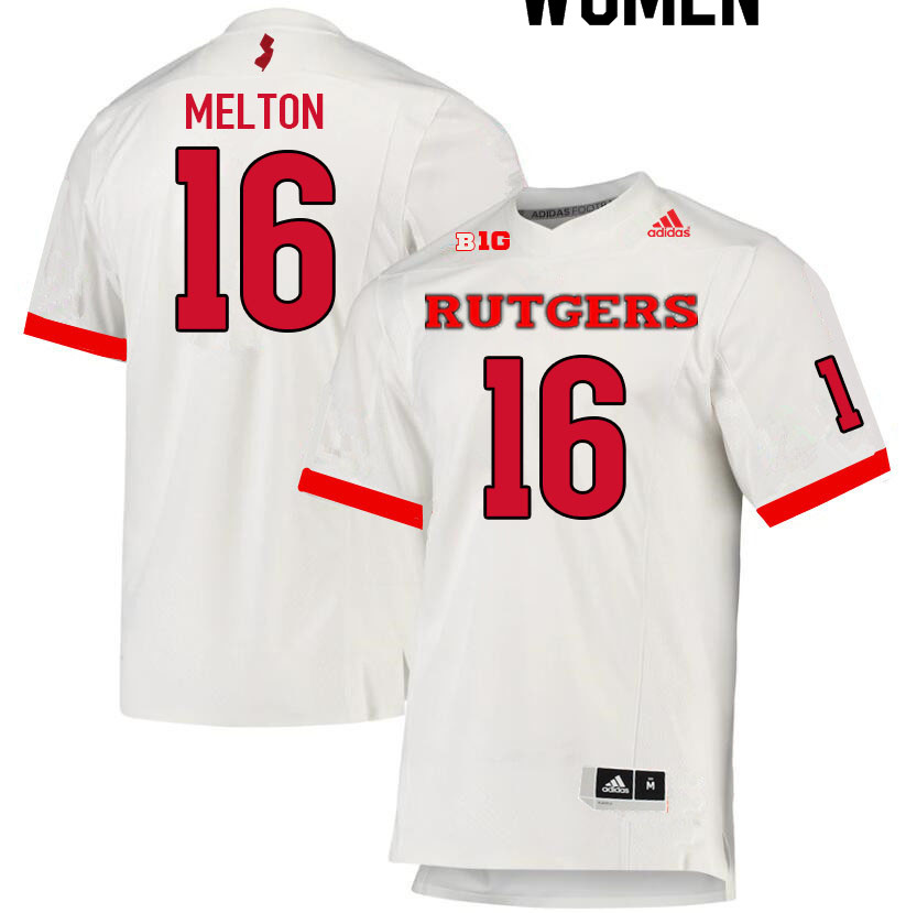 Women #16 Max Melton Rutgers Scarlet Knights College Football Jerseys Sale-White